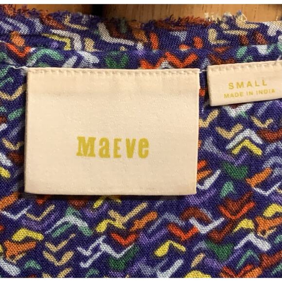 Anthropologie Maeve Shirt Small Sleeveless Abstract & Colorful Design w/ Buttons - Picture 5 of 8